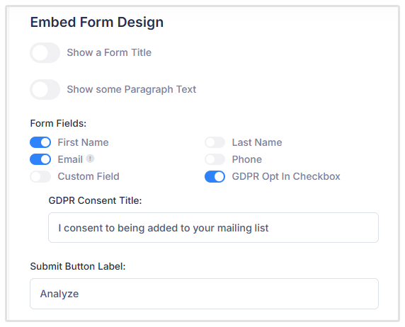 Embed Form Design